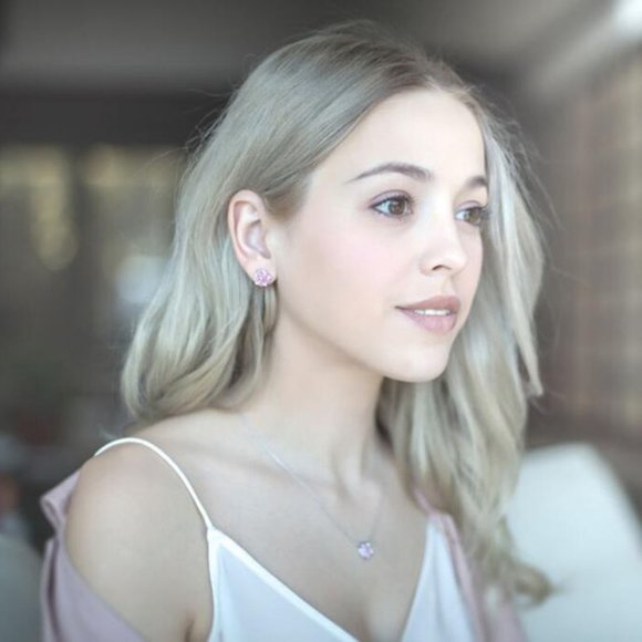 NEW 925 Sterling Silver Diamond Flower Earrings S - Picture 8 of 8